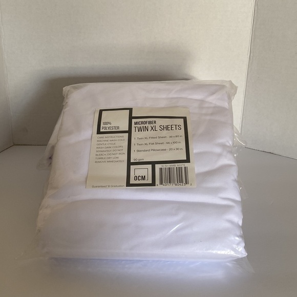 OCM White Microfiber Twin XL Sheet Set - Picture 2 of 4